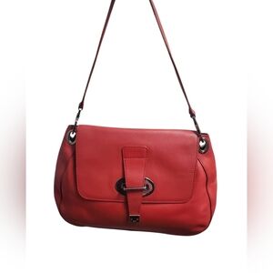 Authentic Tod’s Leather Shoulder Bag – Rich Red / Silver Hardware
